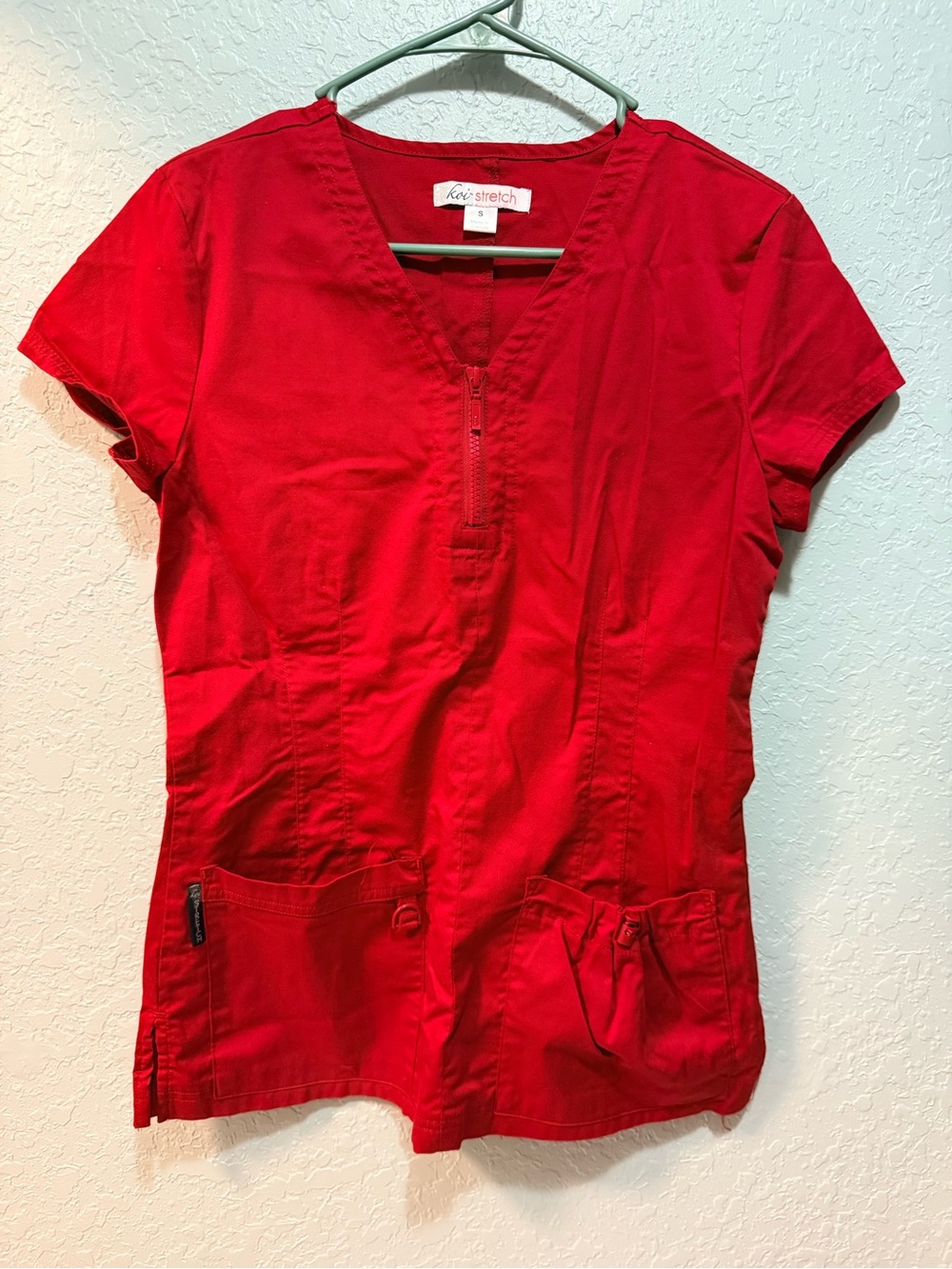 Women’s Red V-Neck Scrub Top & matching scrub pants